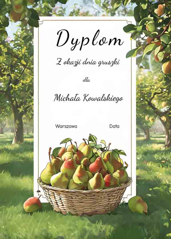 Dyplom dzień gruszki