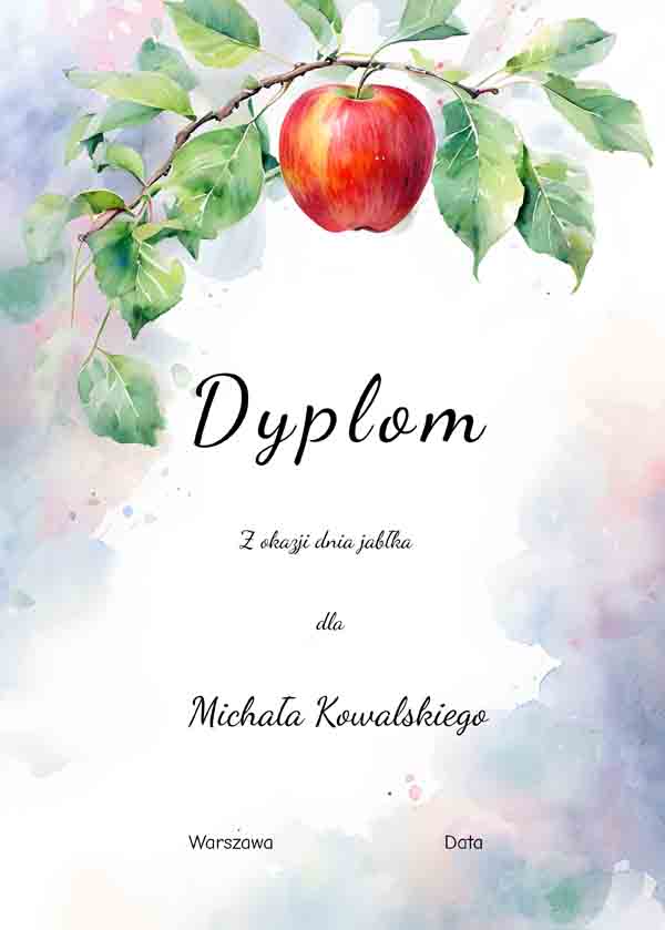 Dyplom dzień jabłka